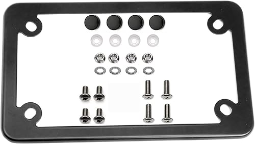 Miniatura 3 de bparts - Placa de matrícula de motocicleta con acabado en polvo, placa negra de 7 14 x 4 14 pulgadas Placa de matrícula negra para motocicleta,Marco