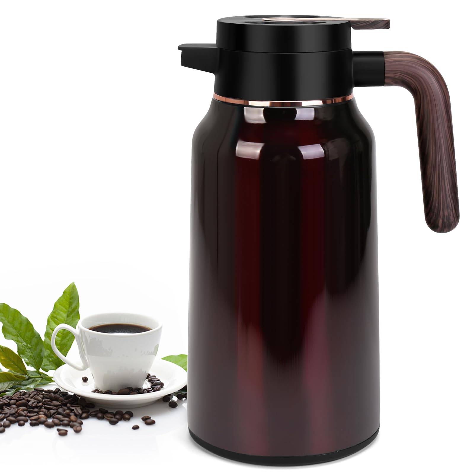 68oz Thermal Coffee Carafe, Stainless Steel Carafes for Hot Liquids 24 Hours, Insulated Coffee Carafes For Keeping Hot Coffee, Hot Water, Tea, Hot Beverage (Red)