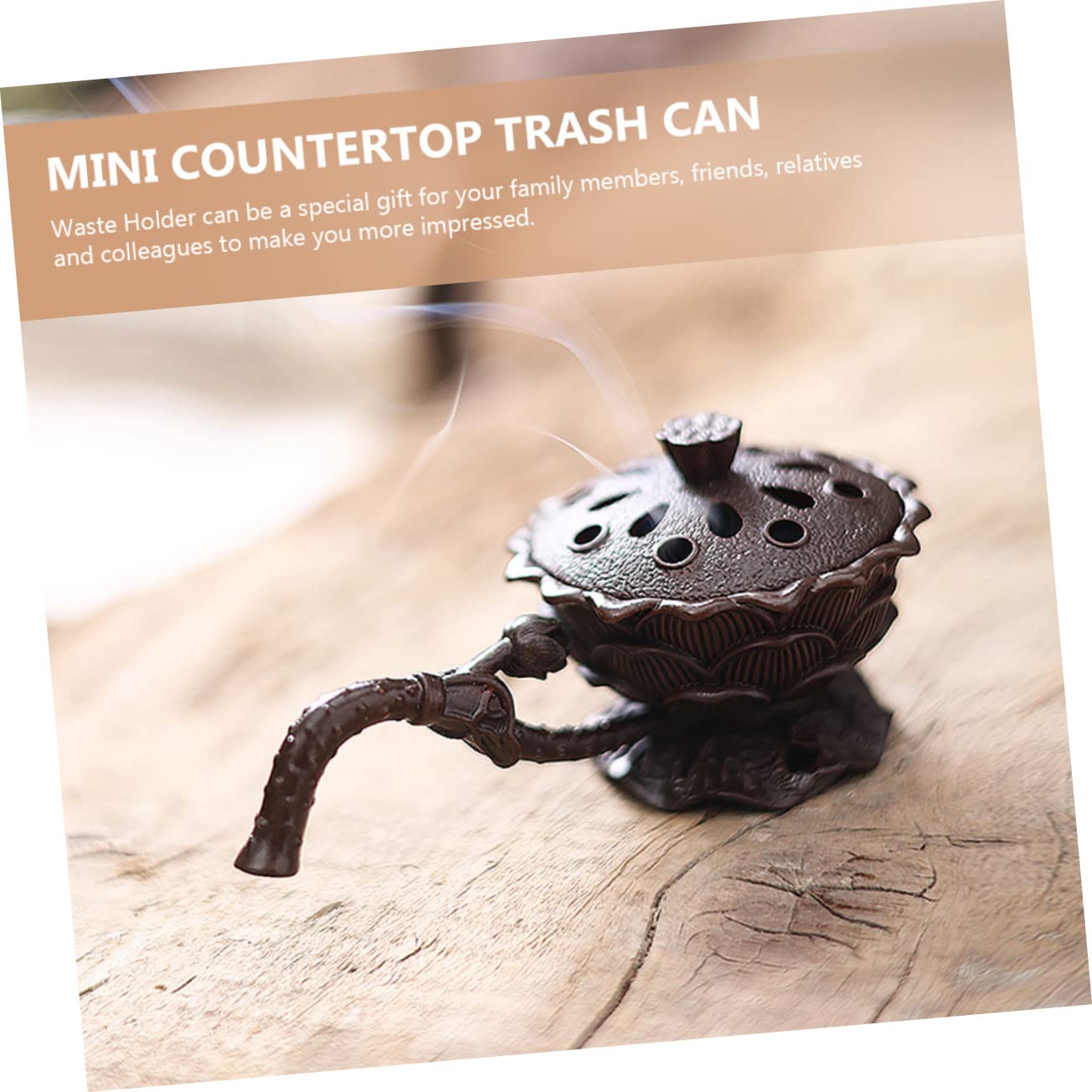 Levemolo 3pcs Desk Trash Can Lid Mini Garbage Can Bear Decor Slim and Compact Office Bathroom Desk Storage