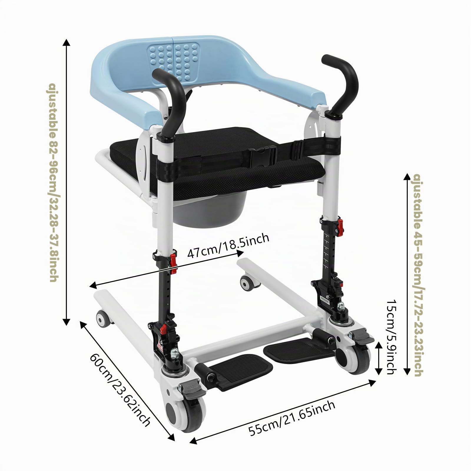 Silla elevadora de pacientes para personas mayores, apertura de 180 °, hasta 120 kg, altura ajustable y extraíble, silla elevadora de pacientes para el hogar