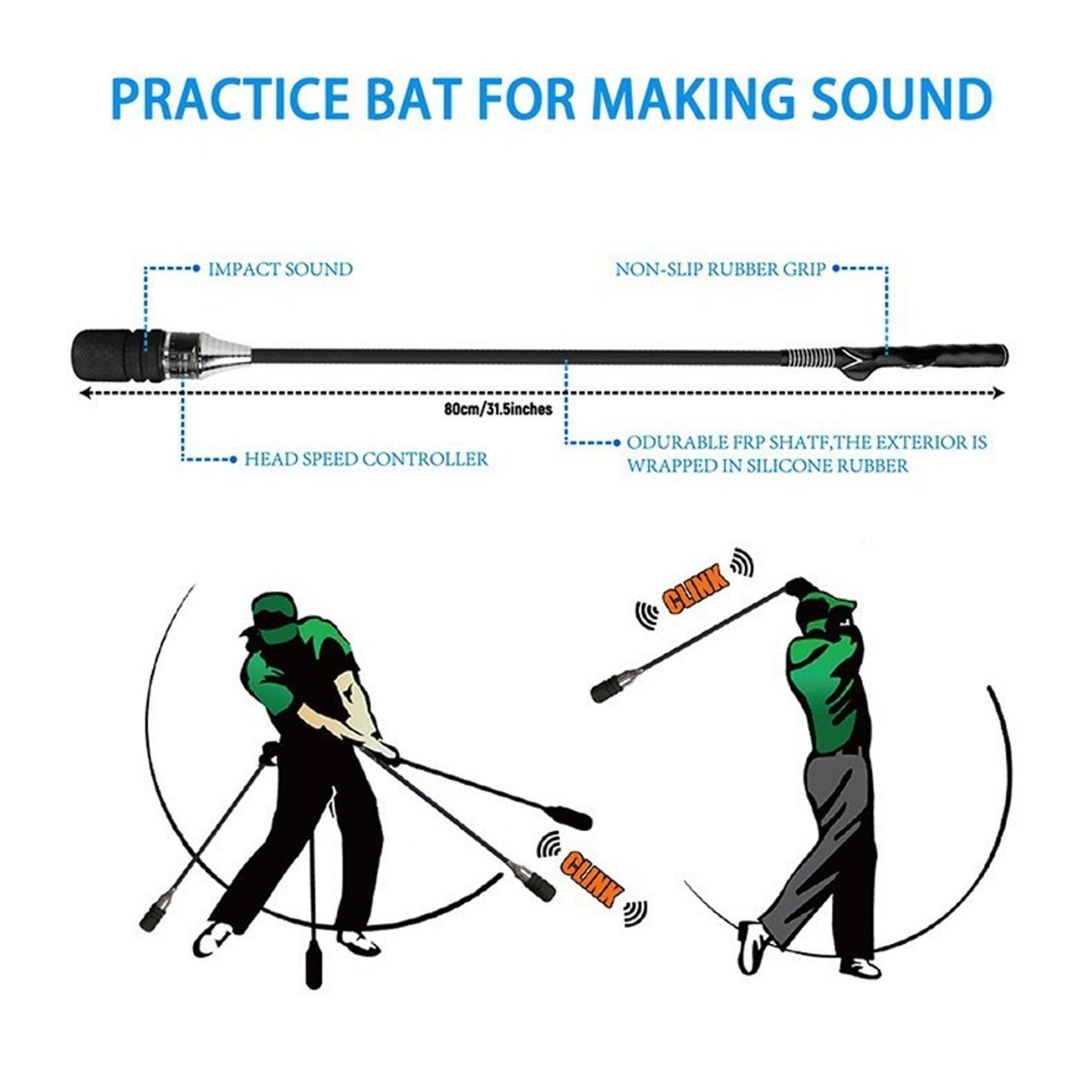 Allenatore di Swing da Golf, ausilio per Allenamento da Golf a velocità Regolabile con Suono a Doppio Impatto per Esercizi Indoor, sessioni all'aperto o Riscaldamento Pre-Round