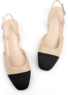 AprCoco Slingback Flats for Women 2.0 Square Toe Two Toned Flats Wedding Shoes Low Heel Shoes for Women