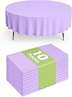 Vista 35 de Pureegg - Juego de 10 manteles de plástico desechables redondos de 84 pulgadas, para fiestas, picnics, bodas, manteles decorativos, redondos, Blanco