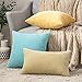 MIULEE Decorative Throw Pillow Covers Pack of 2 Corduroy Soft Soild Pillow Cases Square Pillowcases for Cushion Couch Sofa Bedroom Living Room 18 x 18 Inch, Light Blue