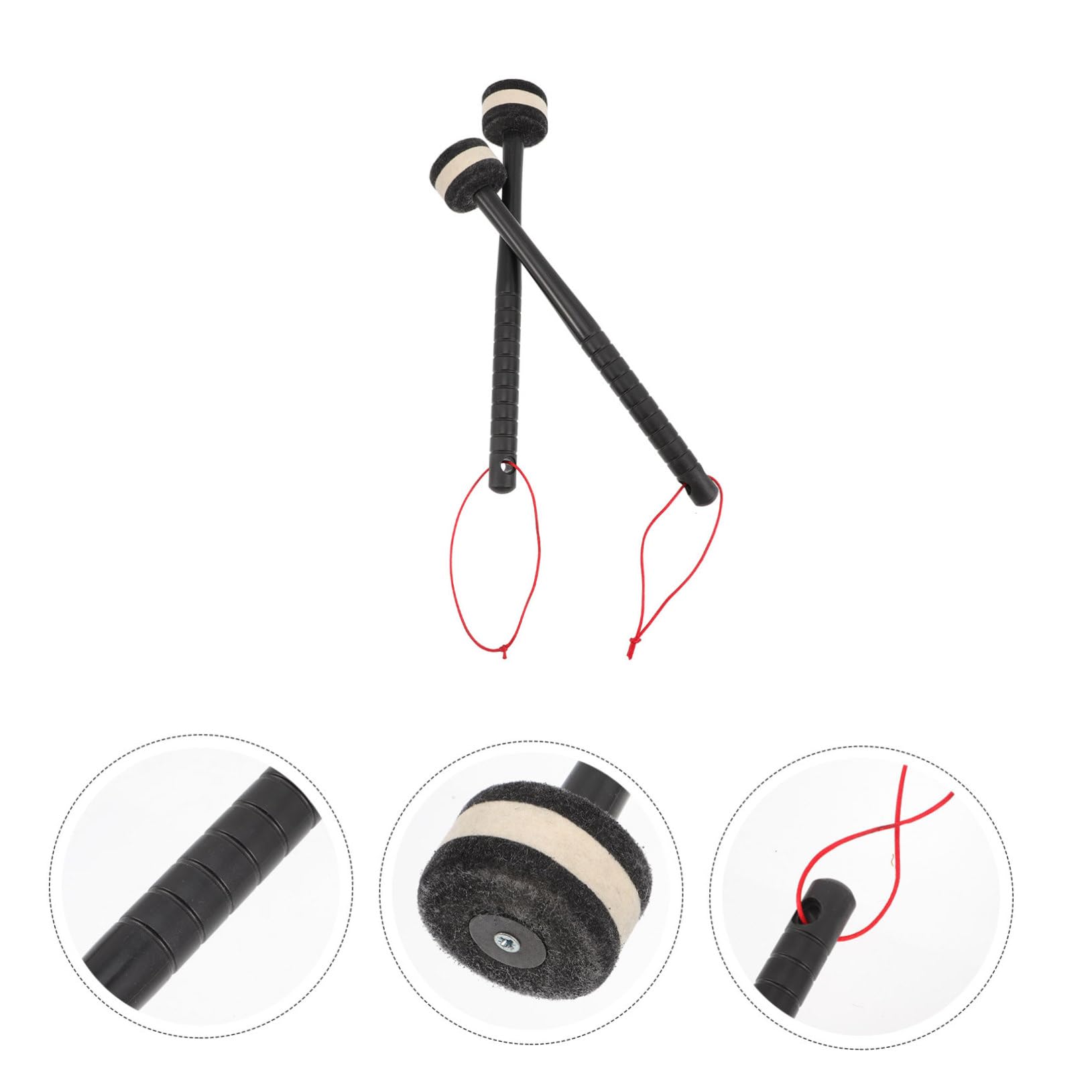 ibasenice 2paires Maillets De à Tête Feutre Pour Batterie Basse Accessoires De Percussion Pour Orchestre Et Bandes De Marche
