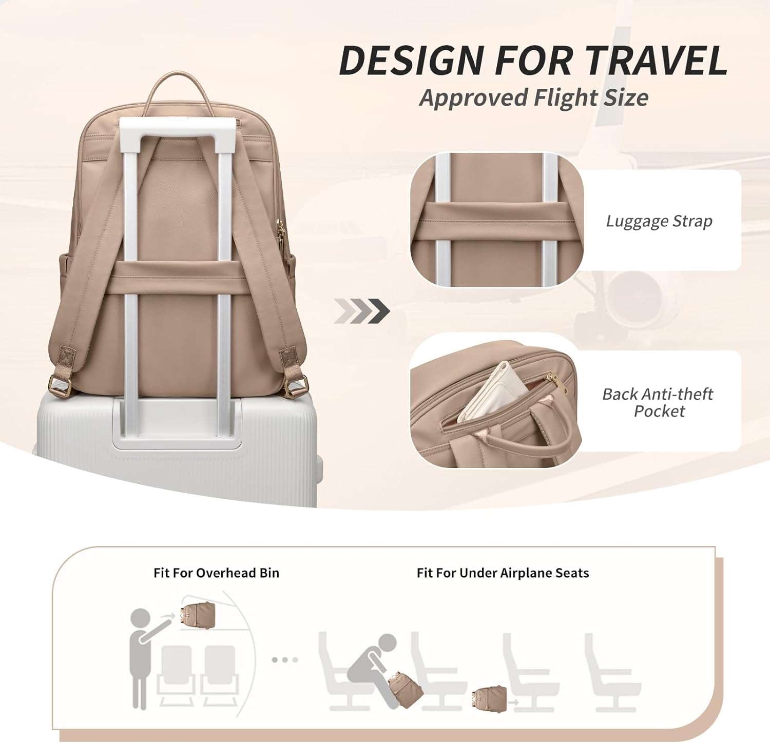 GOLF SUPAGS Women Laptop Backpack with Separate Laptop Compartment Fits 15.6 Inch Notebook Casual Daypack for Work Travel College Backpack Book Bags