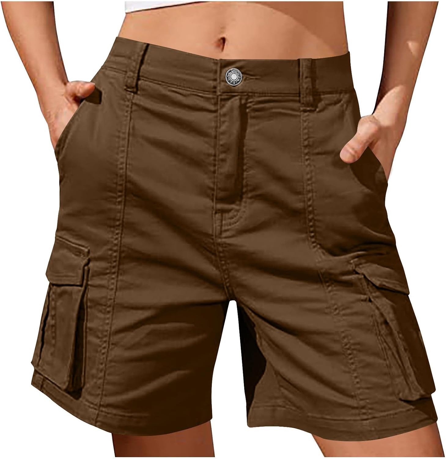 Womens Cargo Shorts High Waisted Bermuda Twill Hiking Trousers | Womens Cargo Shorts, Bermuda Twill Trousers, High Waisted Hiking Pants, Casual Dressy Bottoms, Loose Fit, Comfy Wear