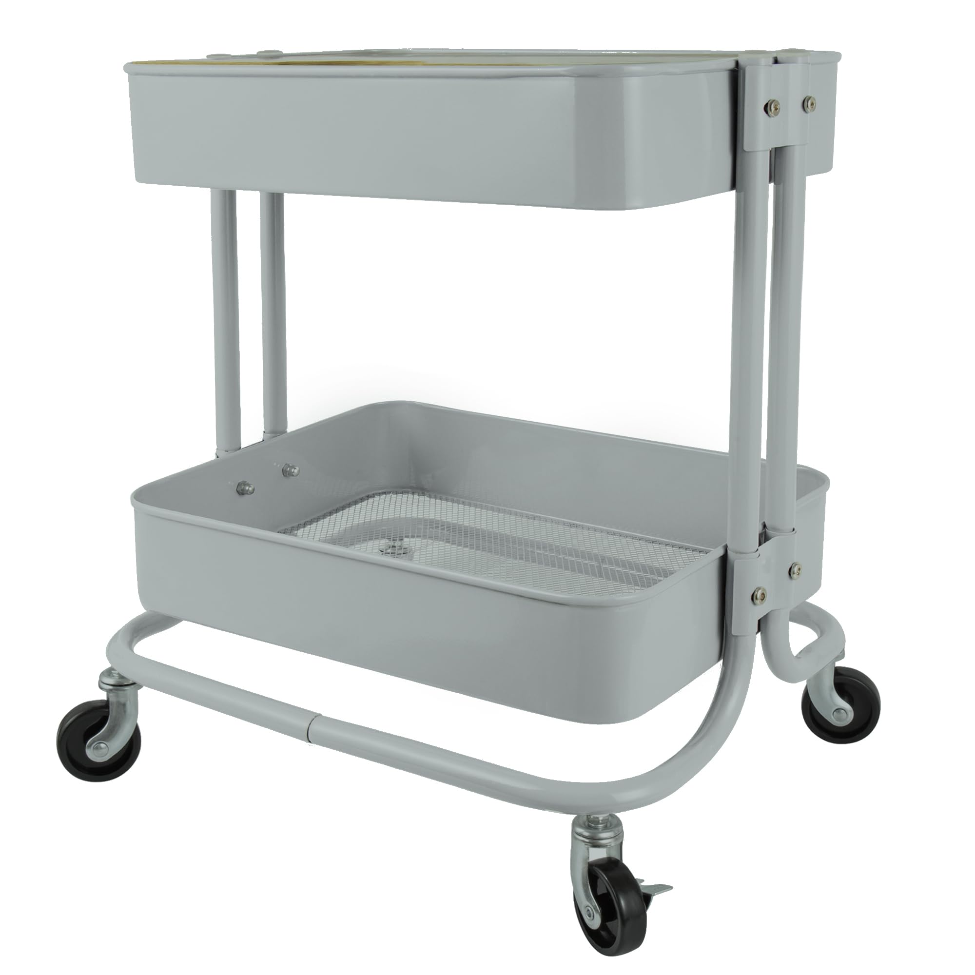 PUNP 2 Tier Rolling Cart，Metal Utility Cart with Wheels and Cover for Office Home Kitchen Organization