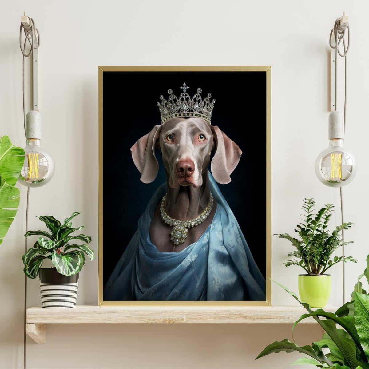 Weimaraner Royal Queen Jigsaw Puzzle 300/500/1000 Piece - Pet Royal Portrait Gift for Weimaraner Owner (500pc (38×52cm))