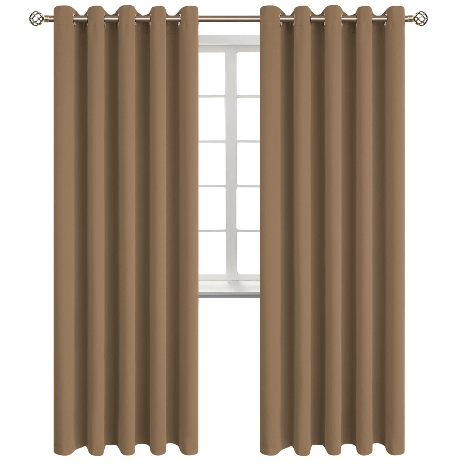 BGment Taupe Blackout Curtains for Living Room 84 Inch Long - 2 Panels