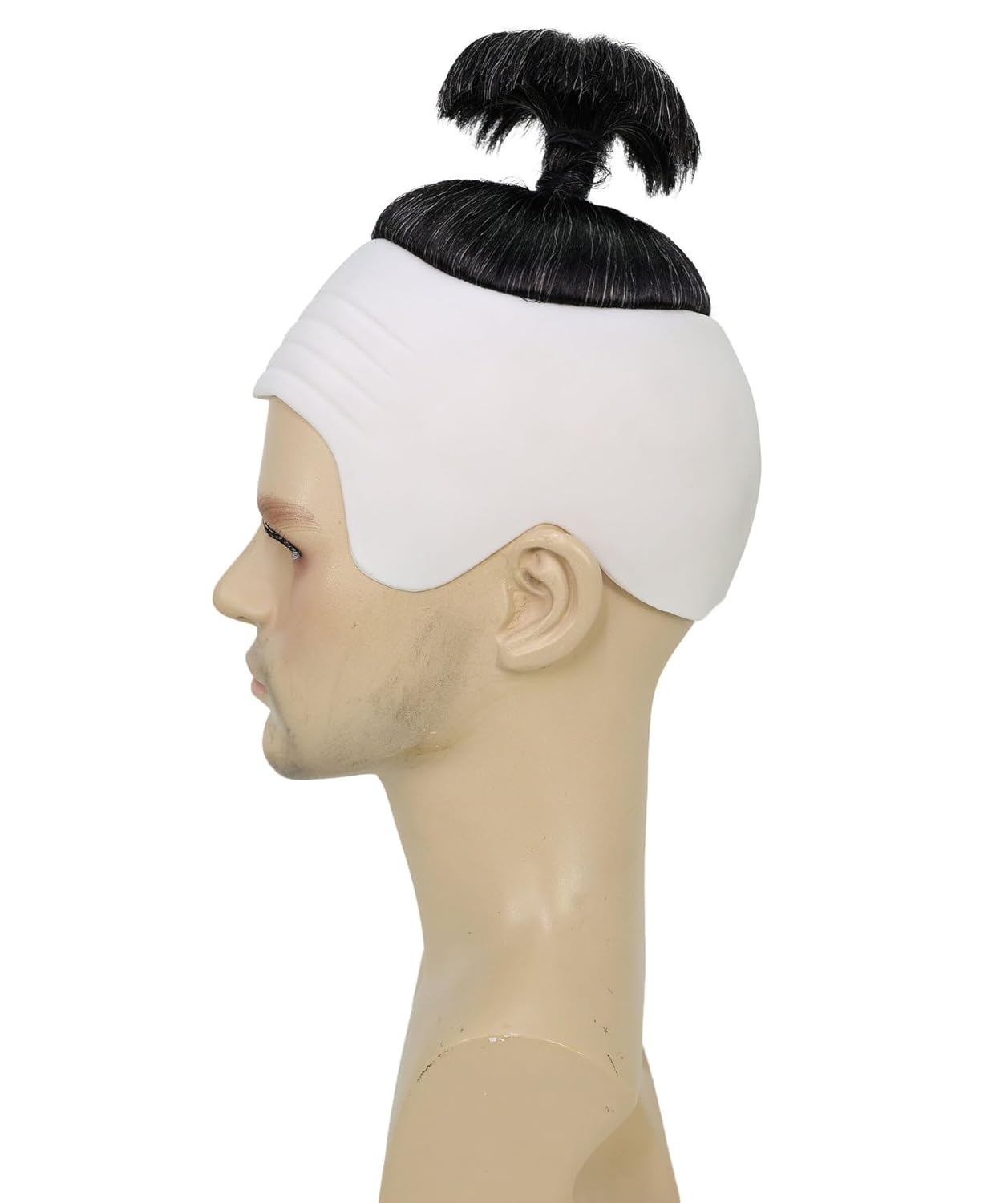 Men’s Samurai Wig with Bald Head Cap – Traditional Warrior Hairstyle for Theater, Cosplay & Historical Plays | Realistic Costume Black Hairpiece for Cultural Stage Events