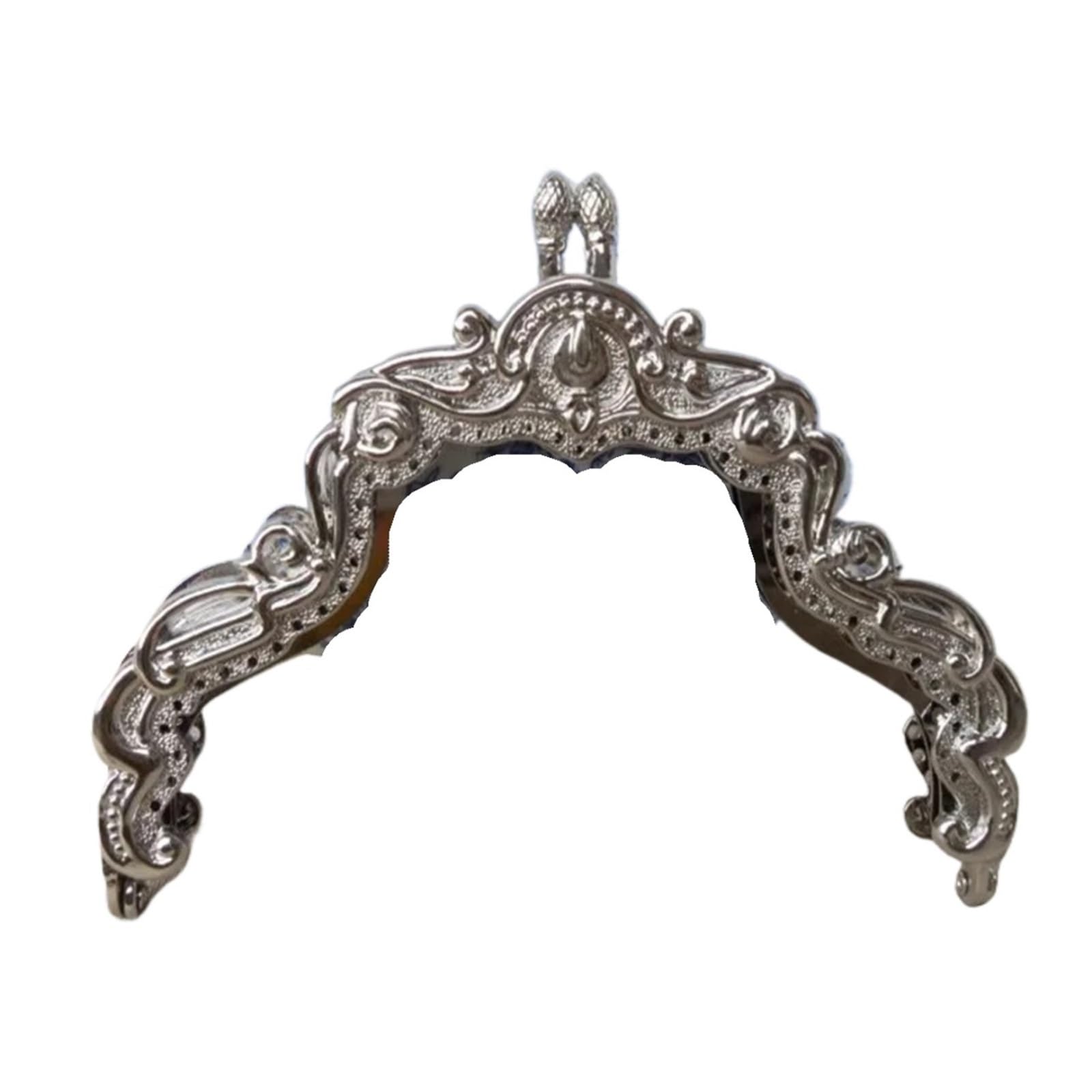 PVUVTNAHW 1/5pcs 12.5CM Antique Bronze Silver Retro Handle Metal Purse Frame Kiss Clasp For Handbag DIY Bag Accessories(Silver,5PCS)