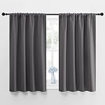 NICETOWN Blackout Rideaux 45 Inches Long Thermal Insulated pour Chambre, Rideaux de fenêtre d'obscurcissement de la chambre 2 Panneaux pour la cuisine, rideaux courts privatif Rod Pocket pour placard/lit superposé (W42 x L45, Gris)