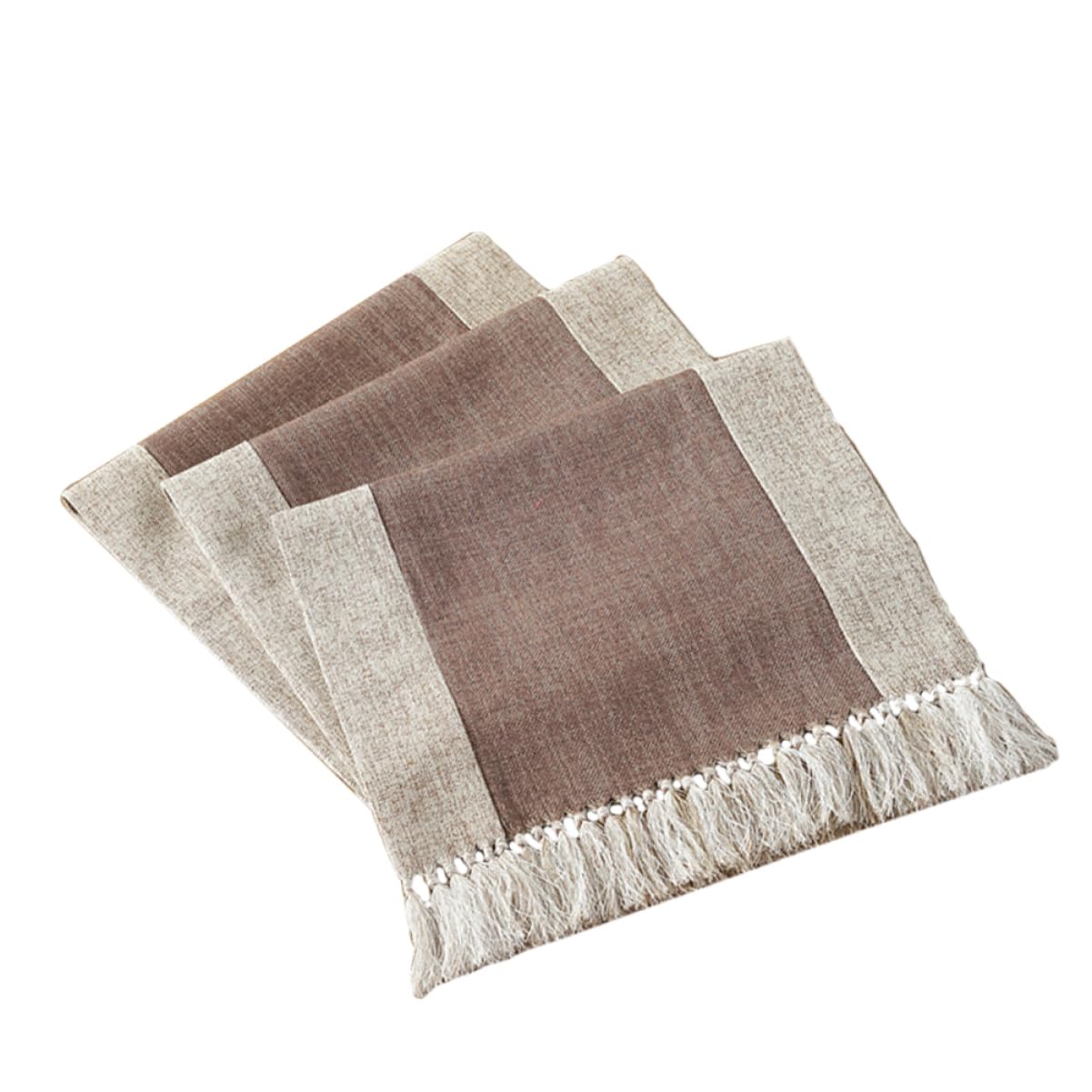 Nappe coton et lin à franges IMIKEYA pour décoration de table