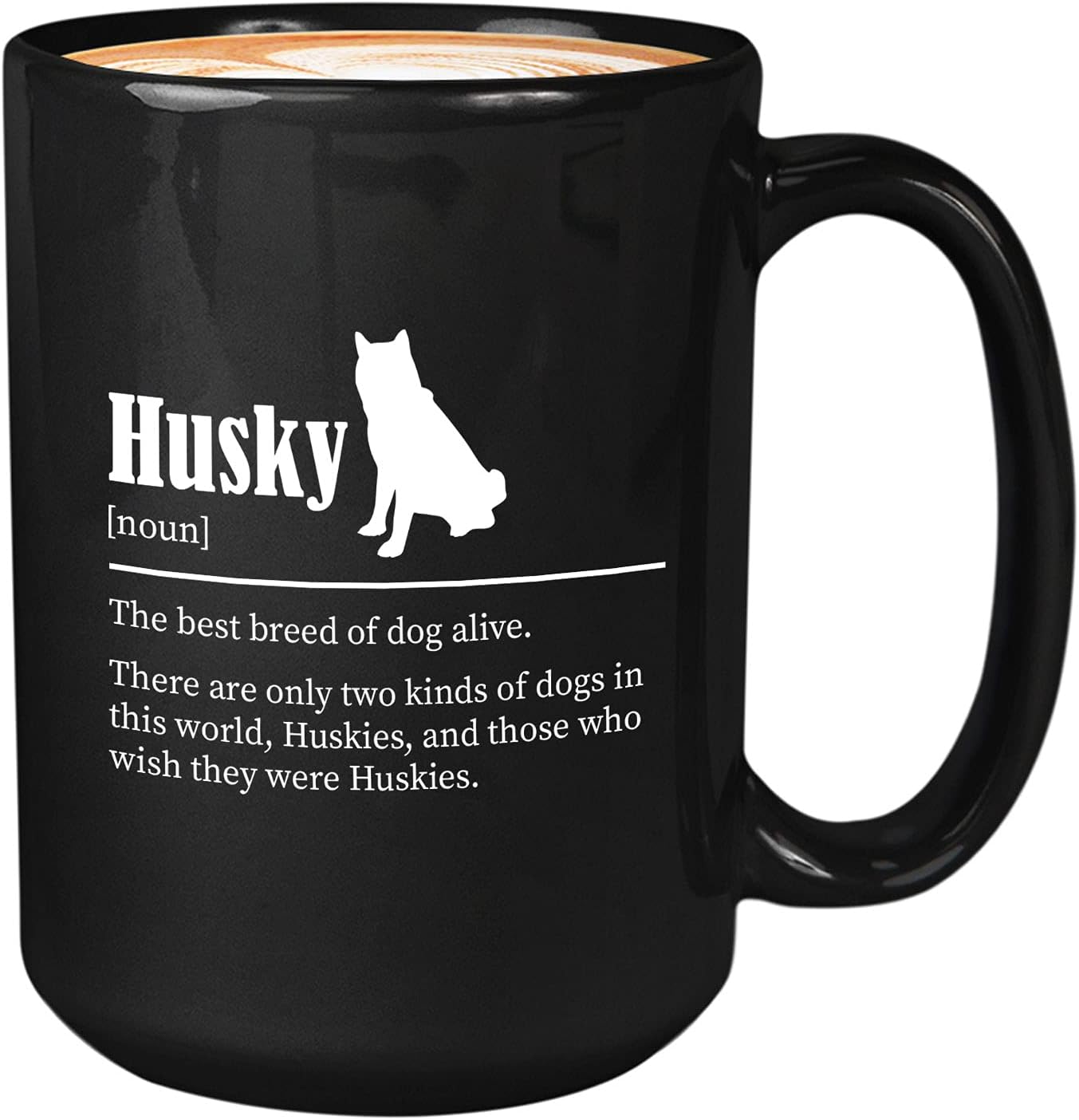 Bubble Hugs Dog Lover Coffee Mug 15oz Black - Husky - Dog Owner Pet Owner Animal Lover Dog Breed Definition Novelty Sweet Best Pet Pug Dachshund Terrier Rottweiler Pomeranian