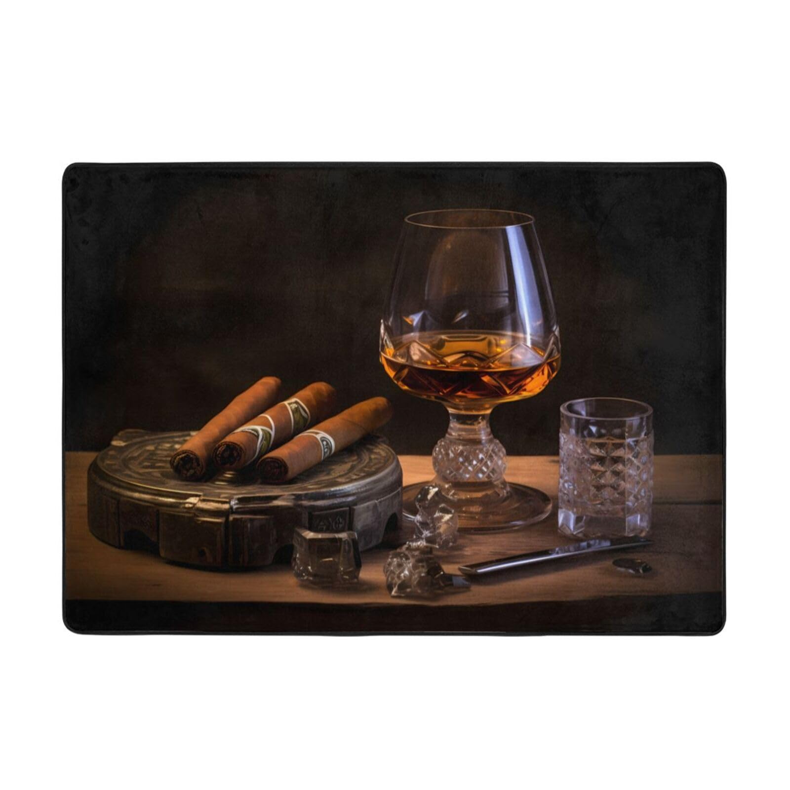 Tapis cigares et whisky 203x147 cm grand format salon touché doux