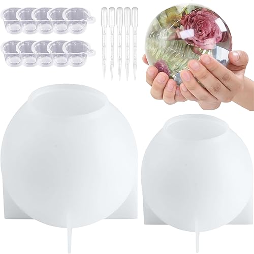 Atarvana 2 moldes de resina de esfera grande, moldes de silicona con forma de bola de 4.7 y 4 pulgadas con 5 cuentagotas y 10 vasos desechables para disponible en Yaxa Costa Rica