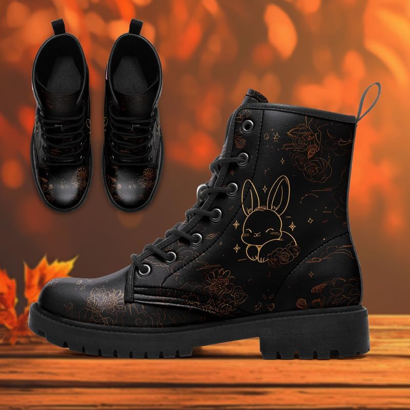 Lady's Flower Ankle Boots Butterfly Dark Forest Floral Fantasy Classic Lace-Up Comfortable Waterproof Combat Booties - Image 7