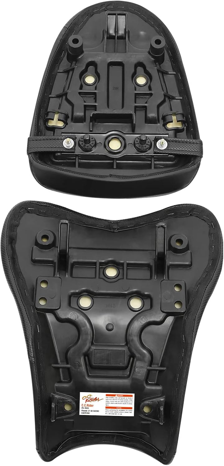TCT-MOTORPARTS Driver & Passenger Seat Cushion Fits for Suzuki GSXR1000 GSXR 1000 2007-2008 (Black #4)