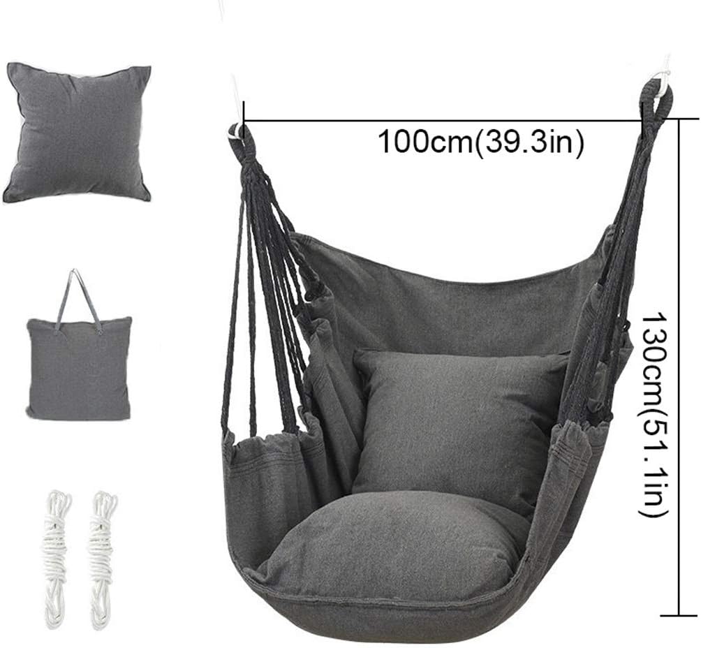 Hammock Swing Chair with Pillow Hanging Chair Indoor Outdoor Hammock Seat Chair Thickened Lazy Cradle Chair Swing (7 Colors) Swing Seat (Color: G) (A)