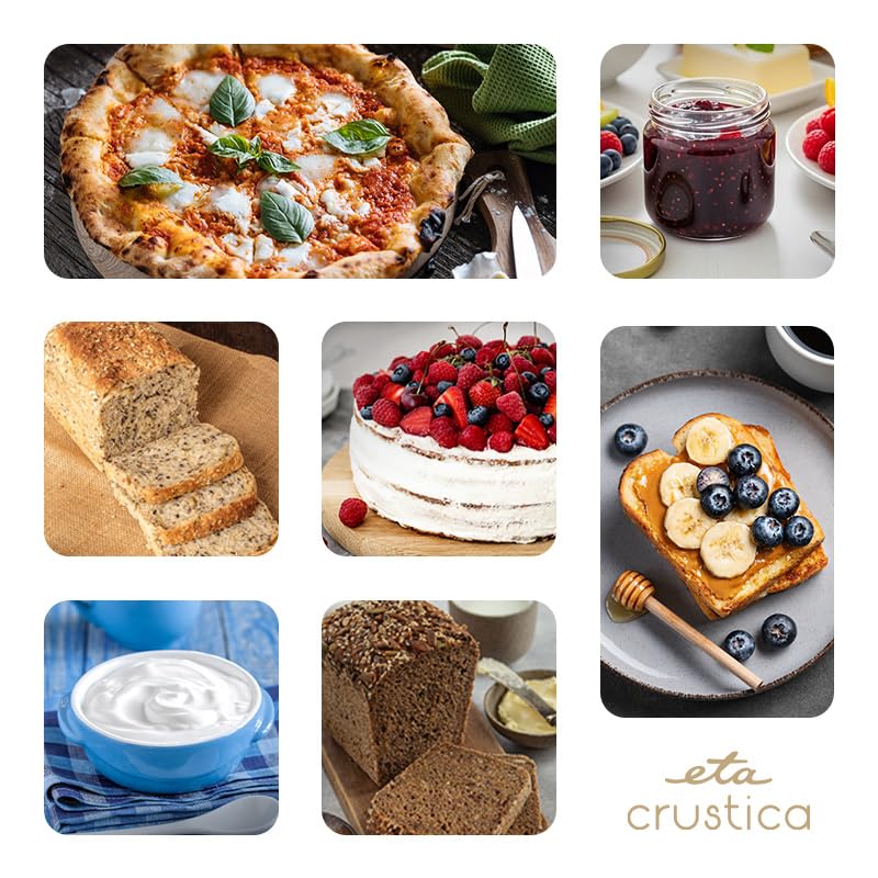 ETA Brotbackautomat Crustica I mit Direktantrieb & 12 Programmen I Riemenlose GearDrive-Technologie I 3 Brotgrößen I Krustenbräunung, Joghurt & Marmelade I BPA-frei I 550 W