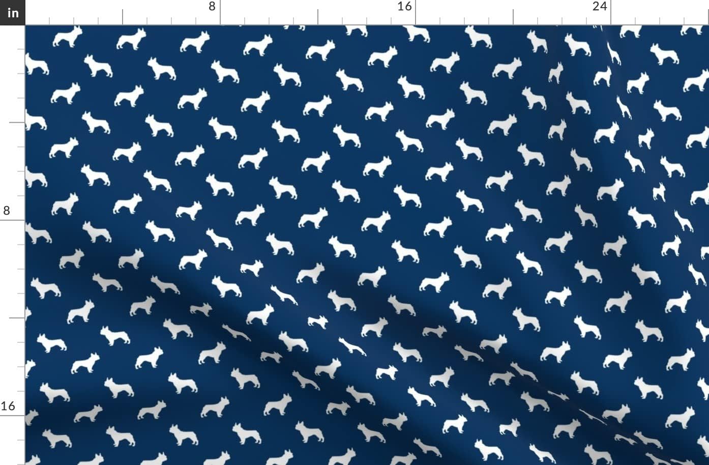 Spoonflower Fabric - French Bulldog Dog Silhouette Navy Frenchie Dogs Printed on Organic Cotton Sateen Fabric by The Yard - Sewing Quilting Apparel Home Decor