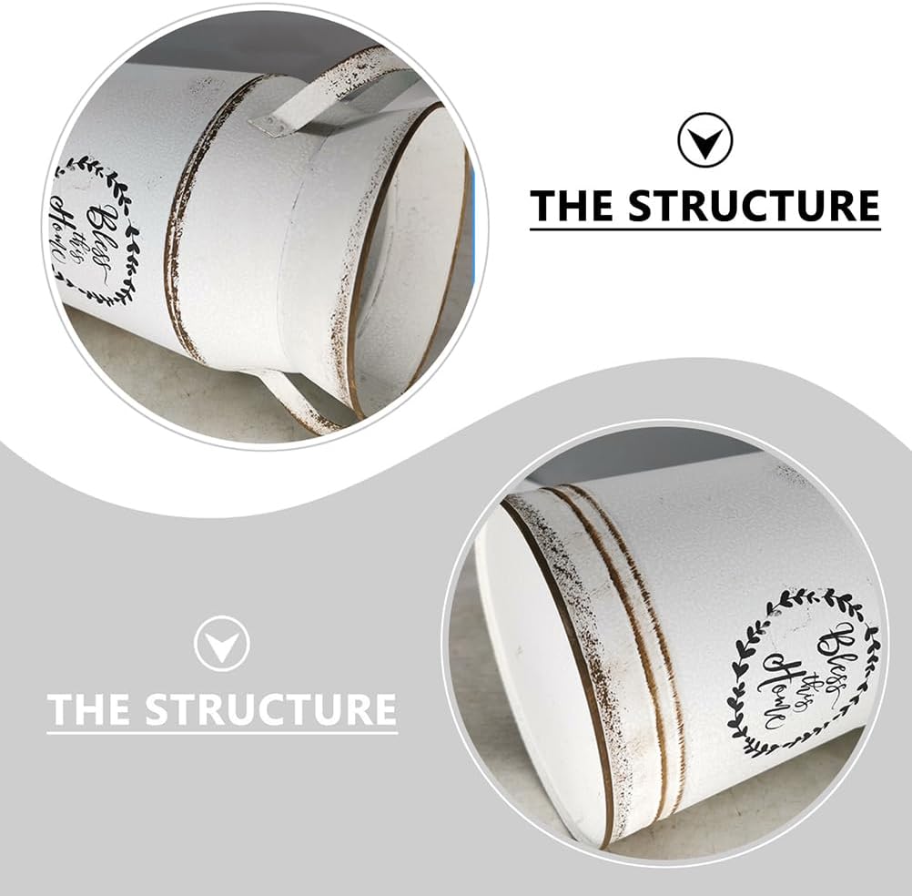 Large Antique Vase, 12x8in White European Pastoral Style Milk Can, Country Pot Decoration Bottle, Pot Storage Bottle - Image 3