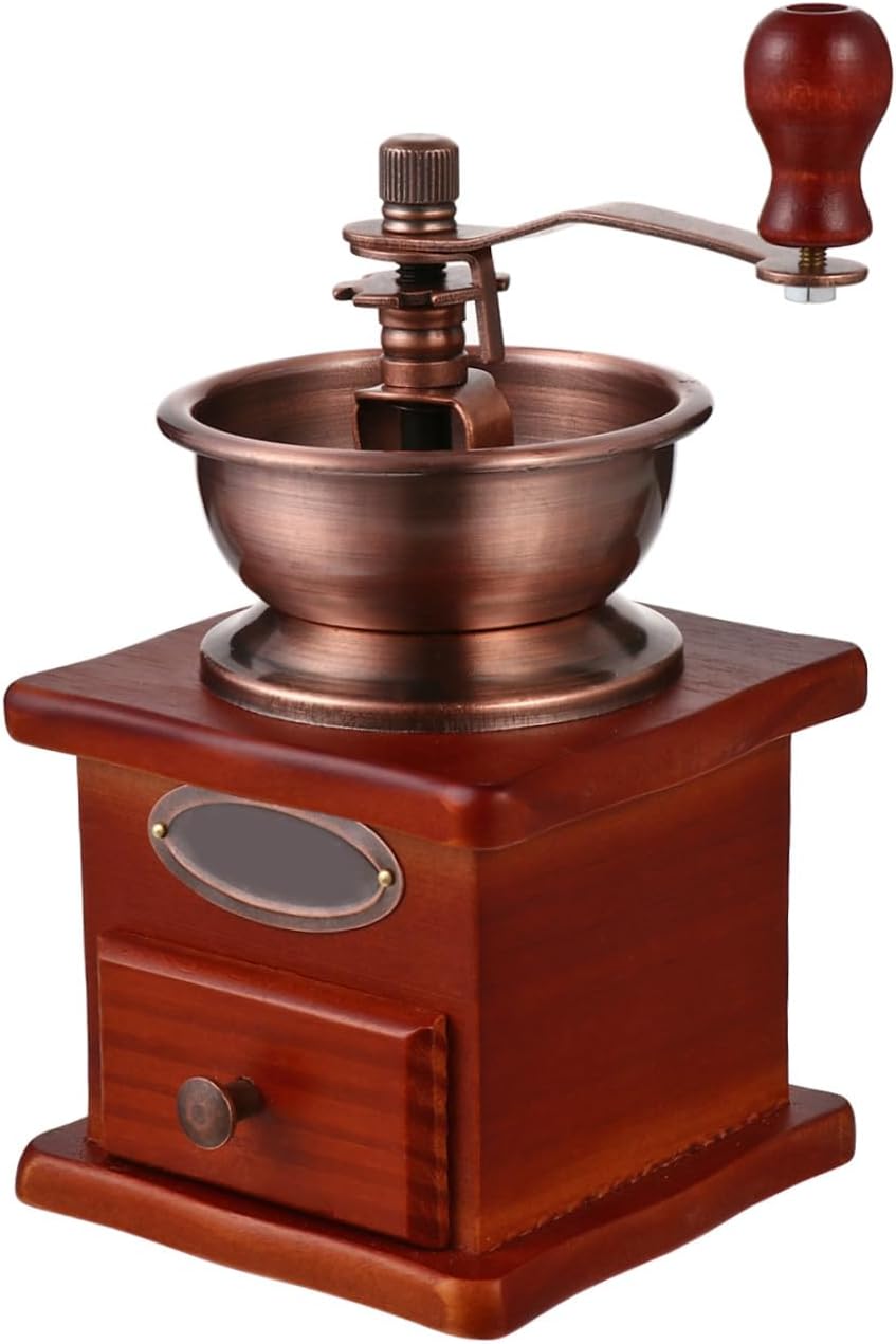 Manual Coffee Bean Grinder with Ceramic Cone Capacity Portable Hand Grinder for Coffee Beans and Grains Traditional Wooden Body for Travel Camping