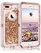 Coolden iPhone 8 Plus Case, iPhone 7 Plus Case, 3D Glitter Sparkle Dual Layer Quicksand Bling Sparkle Cover Shockproof Bumper Anti-Drop PC Frame TPU Back for iPhone 7 Plus 8 Plus, Light Coffee