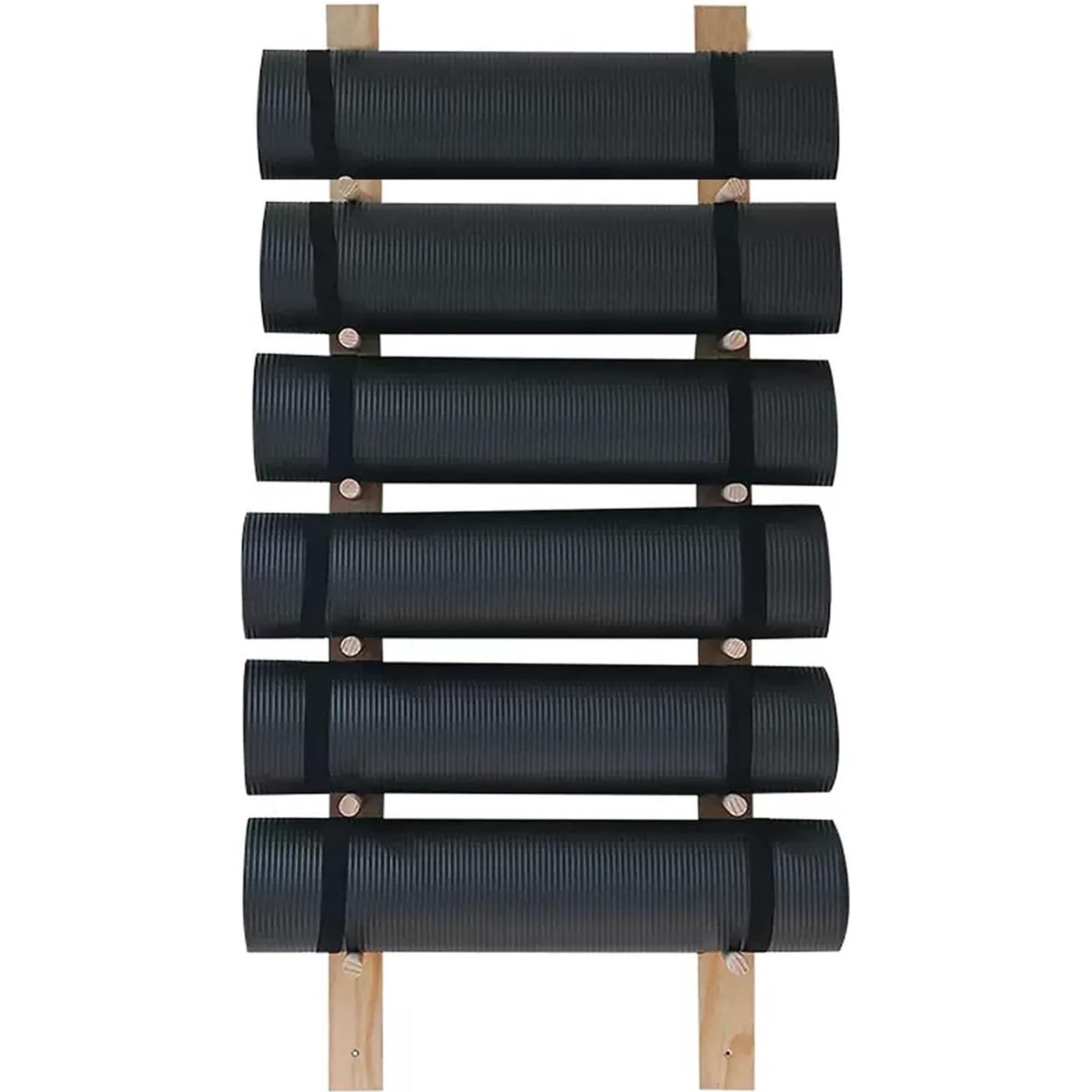Rangement tapis de yoga mural bois pour studio sport à la maison