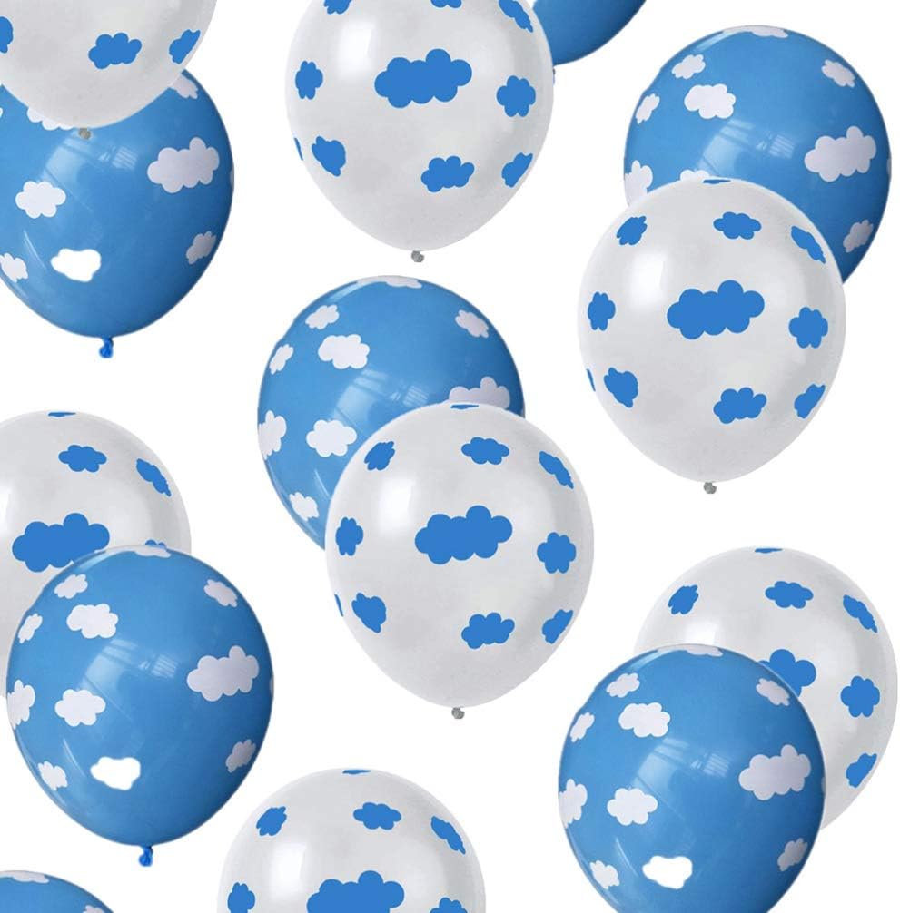 Ledmomo 風船 誕生日 バルーン 空 雲 装飾 円型 風船セット 100pcs 白いの50 青いの50 誕生日プレゼント