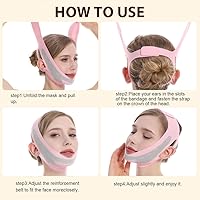 Vista 5 de Máscara de elevación de línea V de grafeno, cinturón de elevación facial para dormir, correas de elevación ajustables, reductor de barbilla doble