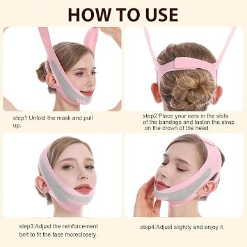 V Line Lifting Mask, V Shaped Face Mask, V Shaped Contouring Face Mask, Face Lifting Strap, Face Toning Belts, Jaw Exerciser, Washable and Reusable