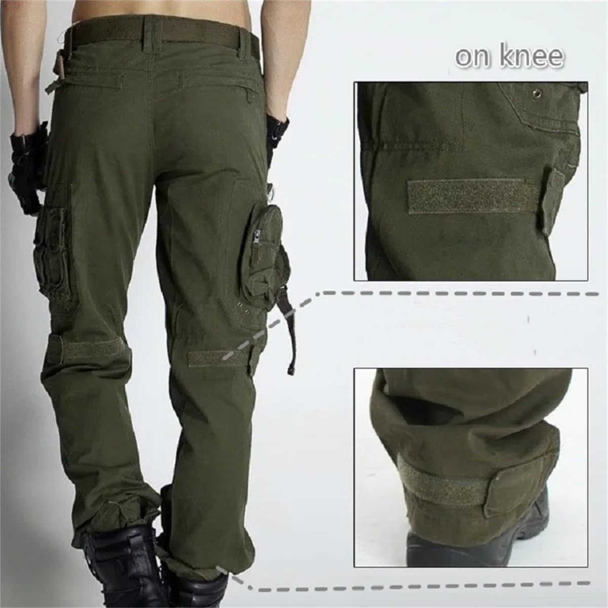Generic Men's Cargo Pants Overalls Wide Tactical Pants Military Work Many Pocket Casual Straight Hiking Trousers