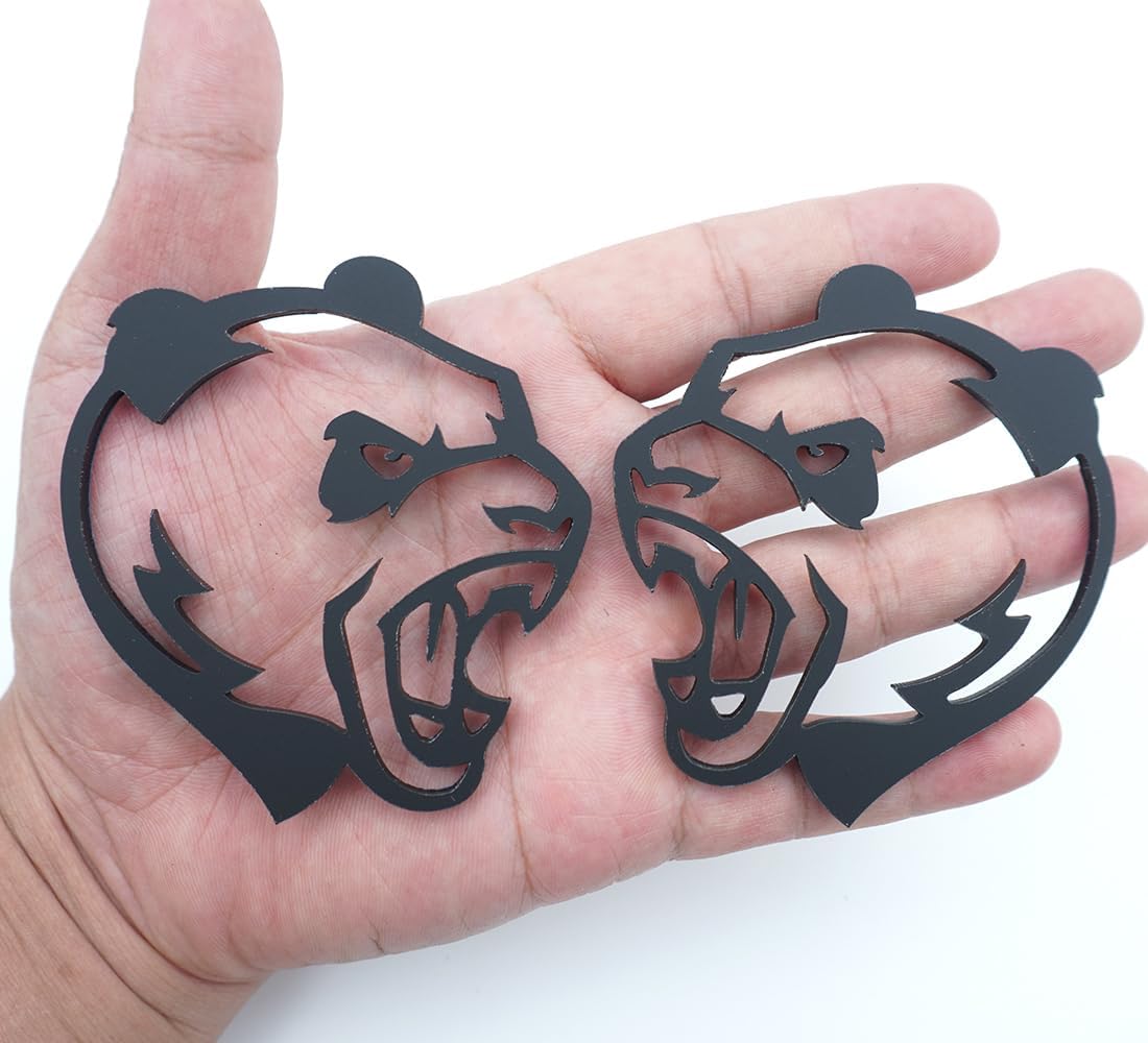 Pair Set Angry Panda Emblems 3D Badge Customized Decal Sticker Fit for Universal Car Truck Motorcycles (Black)