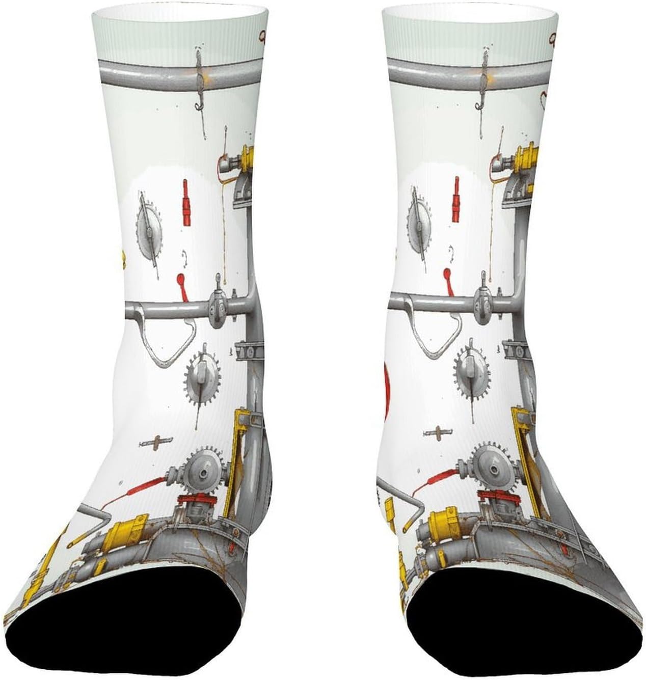Gears Levers Pipes Crane Crew Sock High Stocking Grippy Socks | Socks for Men & Women,Stockings-Long Thin Tube Sports, Breathable Soft Athletic for Nurses Travel