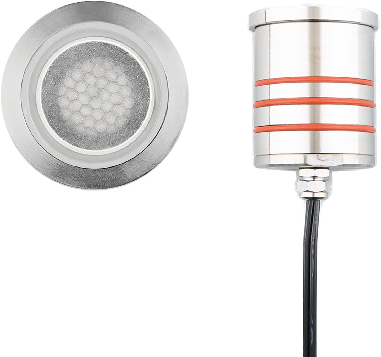 WAC Landscape Lighting, LED 2in 12V Round Beveled Top Inground Indicator Light with Honeycomb Louver for Glare Control 3000K in Stainless Steel Coated with Bronze