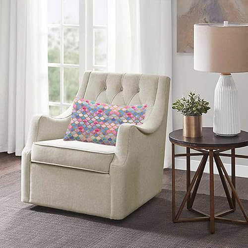 Miniatura 2 de EKOBLA Funda de almohada con diseño de escamas de sirena en acuarela, peces de sirena, diseño fresco, decoración moderna, funda de almohada lumbar