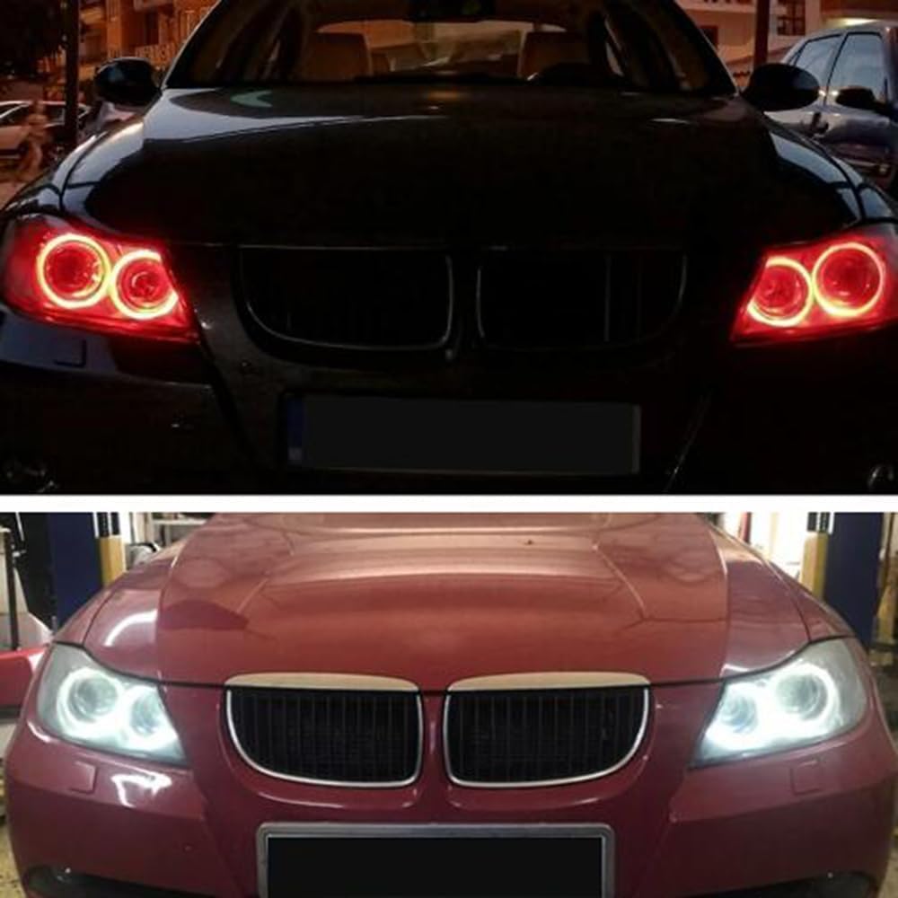 LegendTech 2 Pièces LED Head Light Angel Eyes Brouillard Ampoule Halo Marqueur Anneau Ampoule pour B&M&W E90 2005-2008 E91 2005-2008-White