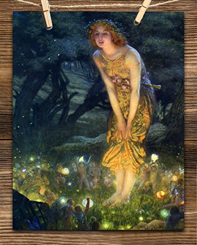 Fairy Painting Neoclassical Art Novue Print - Midsummer Eve By Edward Robert Hughes - 11X14 Unframed Poster - Perfect Vintage Home Decor And Great Gift For Those That Believe In Fairies, Magic #TOP4
