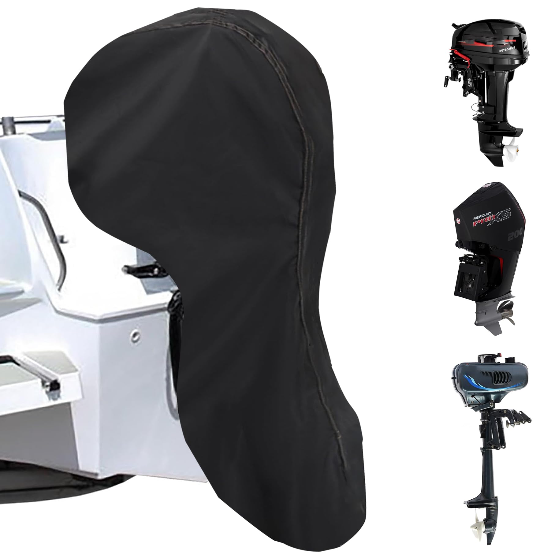 Copertura fuoribordo 100-150 CV (Ø 226 cm x H 190 cm), custodia impermeabile in tessuto Oxford 420D con coulisse e chiusura lampo, resistente ai raggi UV, copertura per motore della barca
