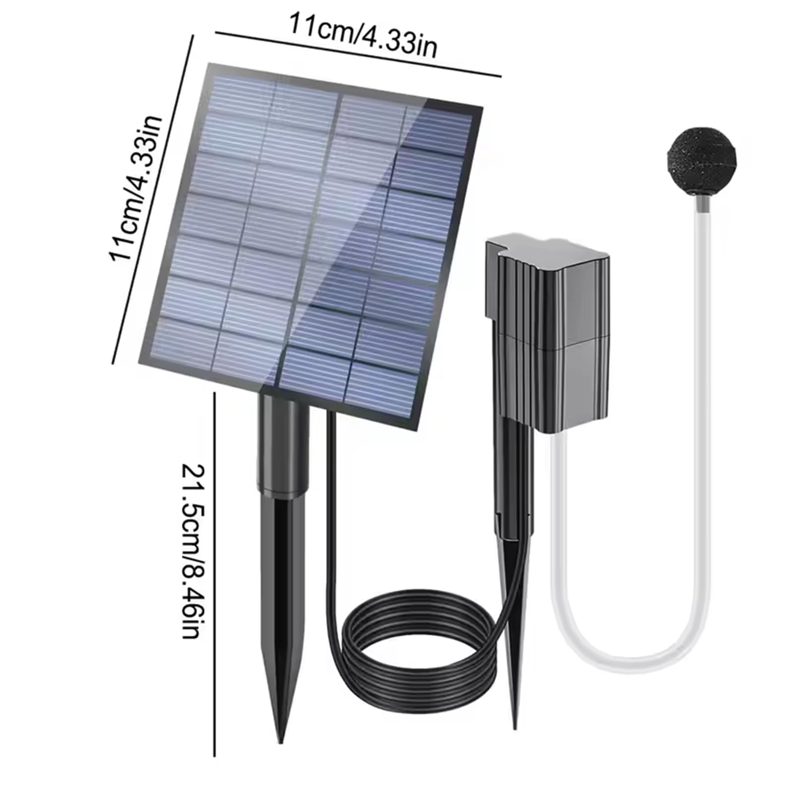 Solar Pond Aerator with Air Pump, 2.5W Solar Teichbelüfter mit Luftpumpe, Luftstein & Schlauch, Solar Sauerstoffpumpe Teich, Leise Teichbelüfter Aquarium, Sauerstoff Luftpumpe für Gartenteich, Angeln