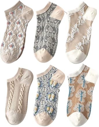 Womens Floral Socks Vintage Low Cut Ankle Socks for Women Cotton Casual Crew Socks Gifts for Women4/5/6/7/8/10 Pairs