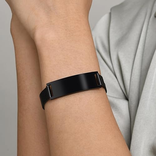 Miniatura 3 de Pulseras personalizadas de alerta médica para hombres, mujeres y niños, grabado gratuito, malla de acero inoxidable ajustable, pulsera de