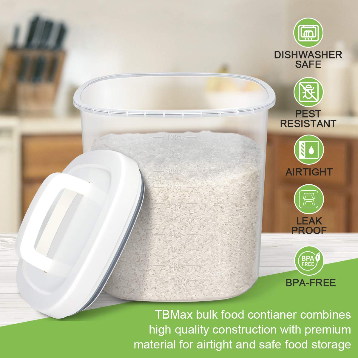 Airtight Food Storage Container 20 Lbs Rice Container Bin with