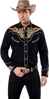EL PIONERO Men's Western Shirt Long Sleeve Embroidered Cowboy Casual Snap Button Shirt
