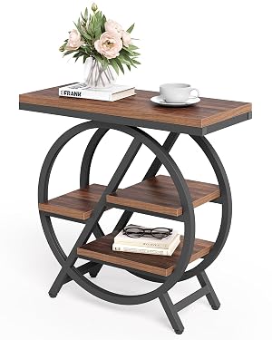 End Table Narrow Side Table with 4-Tier Large Storage Space Modern Bedside Table for Living Room Home Office
