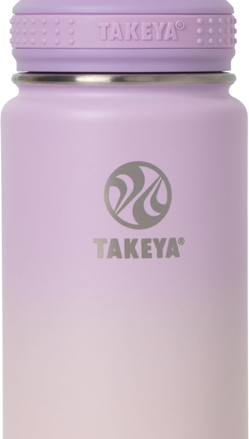 Takeya Actives Stainless Steel Water Bottle, Insulated Spout Lid, Keeps Drinks Cold 24 Hrs, Leakproof, Durable, Dishwasher Safe, Ideal for Gym, Travel, Fits Most Cup Holders, 24 oz/Ombre Golden Hour