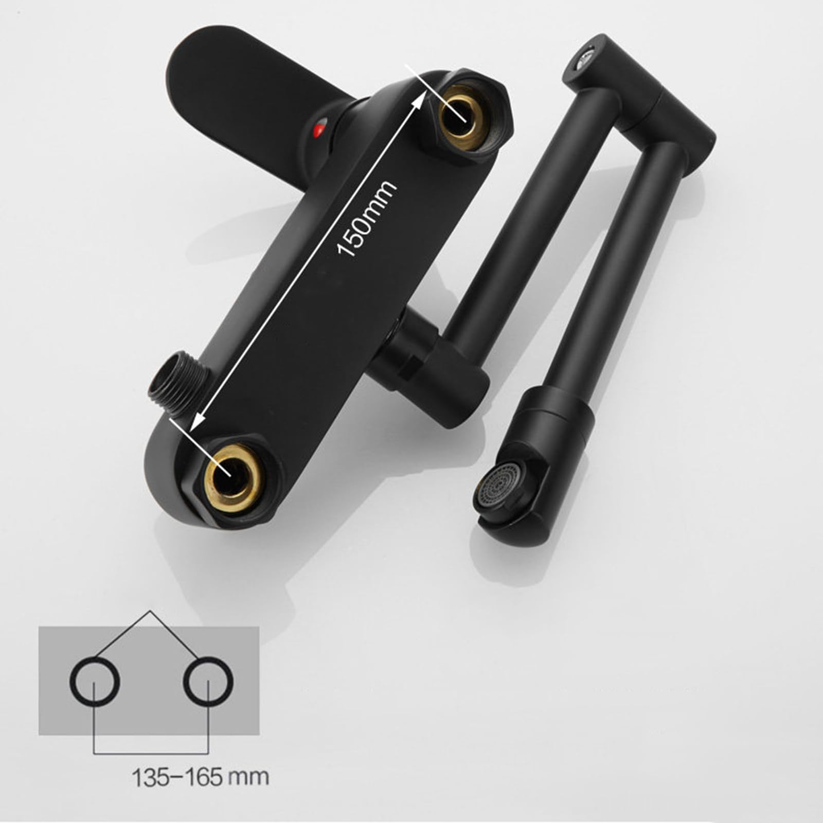 Grifo De Baño Montado En La Pared Grifo Lavadora Doble Salida Plegable Agua Fría Y Caliente Doble Orificio,Negro