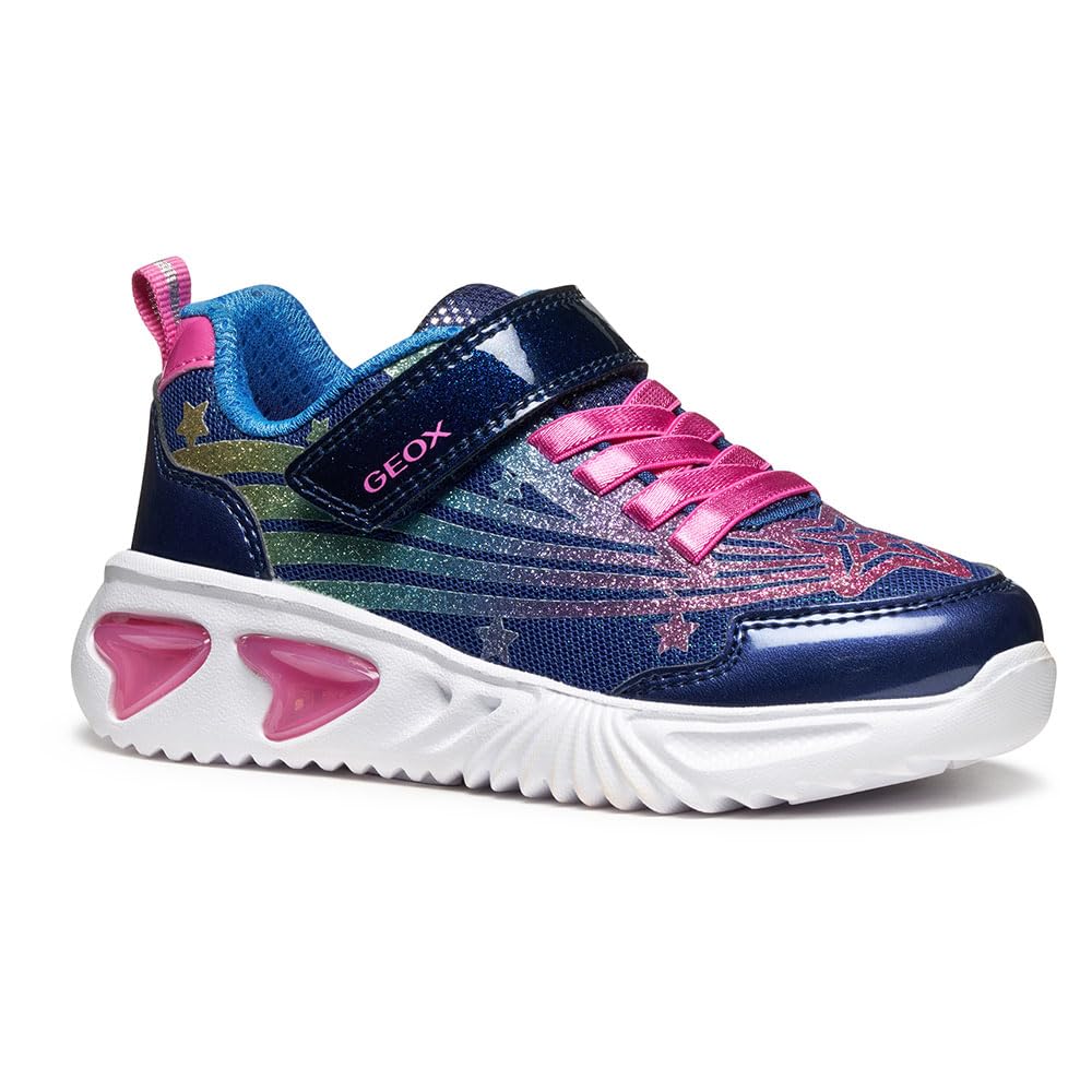 Geox J Assister Girl, Zapatillas, Azul Multicolor, 31 EU